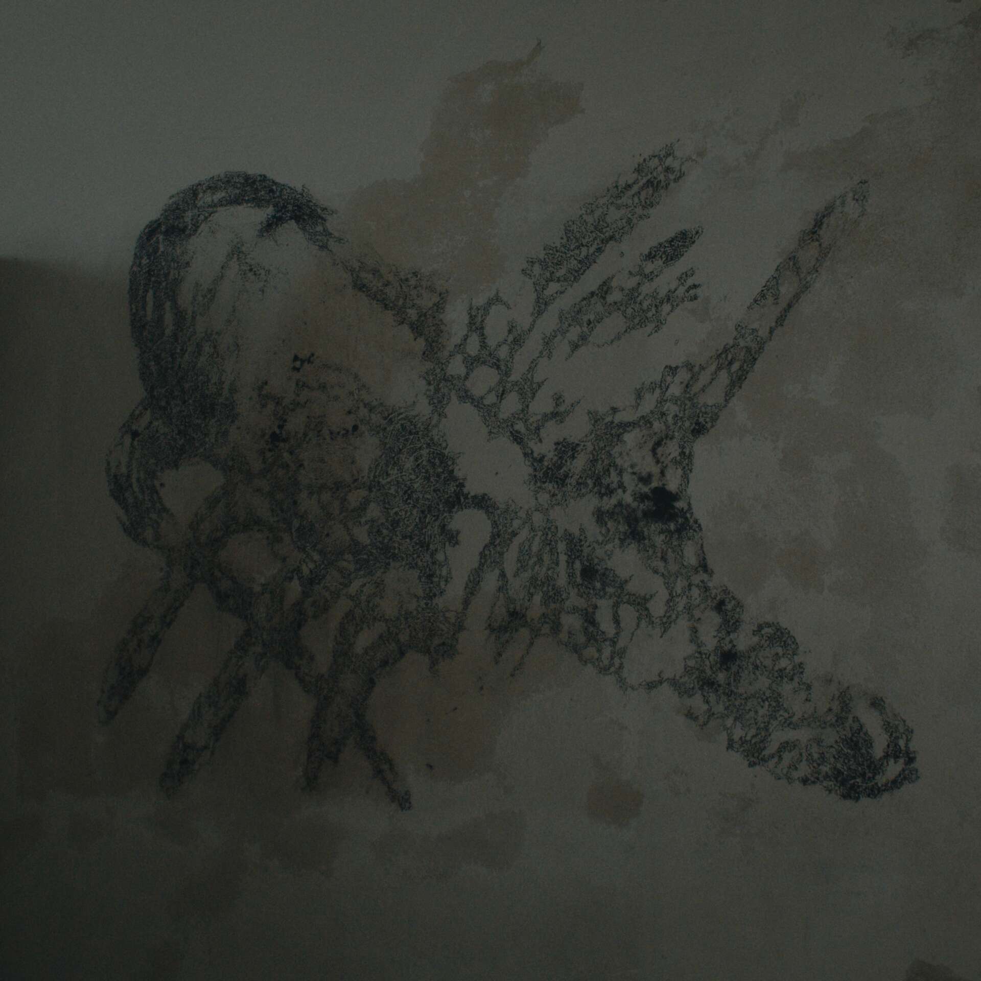 Samra Buljić, Spasmodic Sap, industrial marker, oil pastels, polyester foil, eye pencil, 123 x 160 cm, 2023